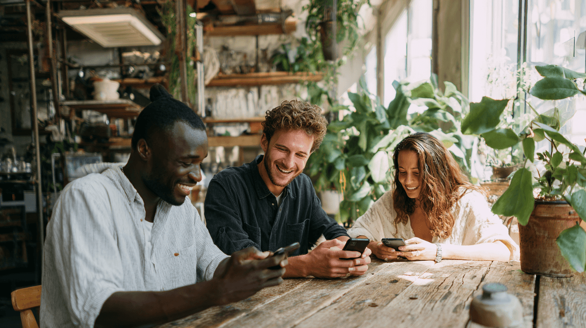 Friends planning a surprise gift space together