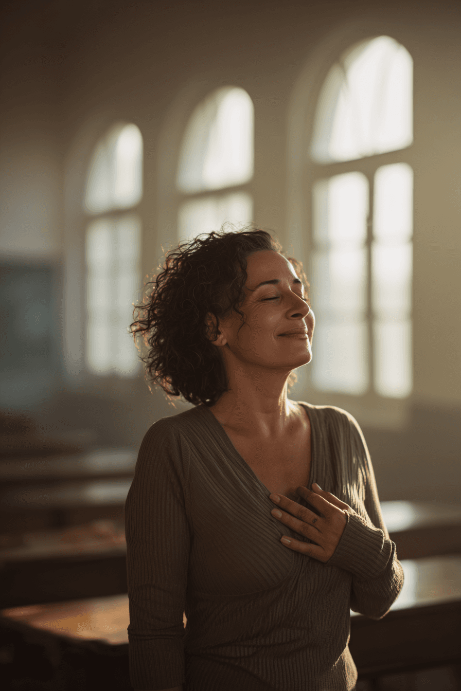 AI-generated illustrative image: A woman in her 40s savoring an Ember from her loved ones