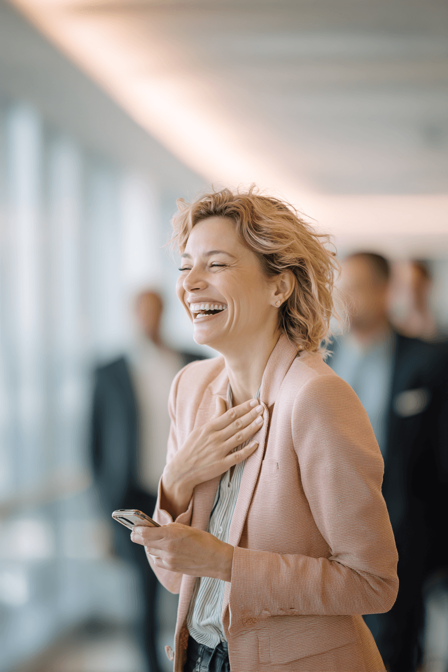 AI-generated illustrative image: A woman savoring a meaningful message as part of her daily routine